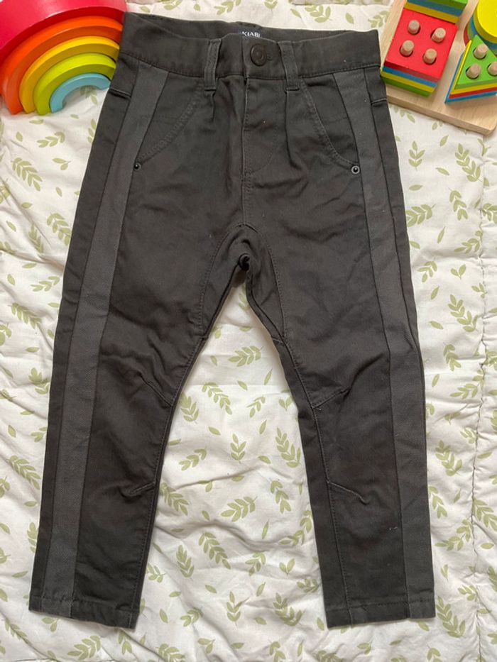 pantalon slim gris et noir taille réglable 3 ans kiabi - photo numéro 3