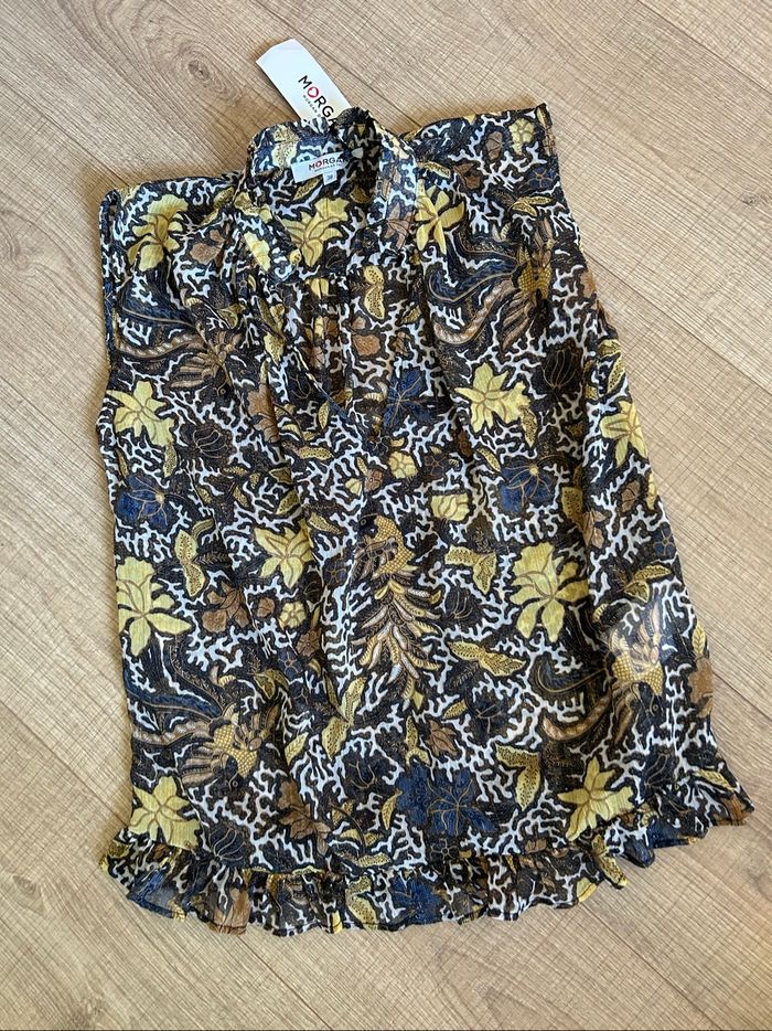 Blouse imprimée transparente neuve sans manches Morgan taille 38 (valeur 45€) - photo numéro 7