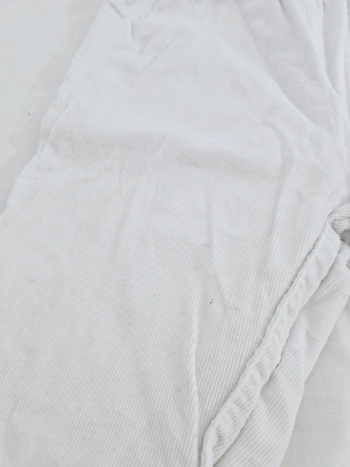 Pantalon blanc et rose en velours Obaibi bébé fille 12 mois 1 an - photo numéro 2