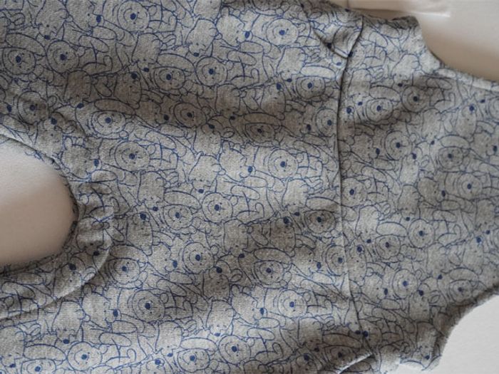 Ens Winnie The Pooh 9 mois : Salopette en sweat grise chinée/bleue fantaisie + haut blanc fantaisie - photo numéro 4