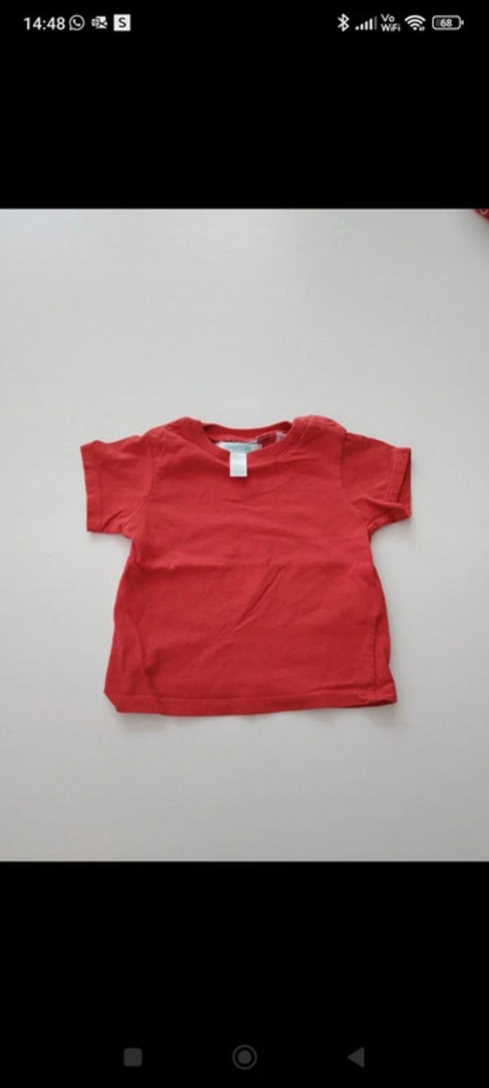 T-shirt manches courtes rouge. Obaïbi. 3mois