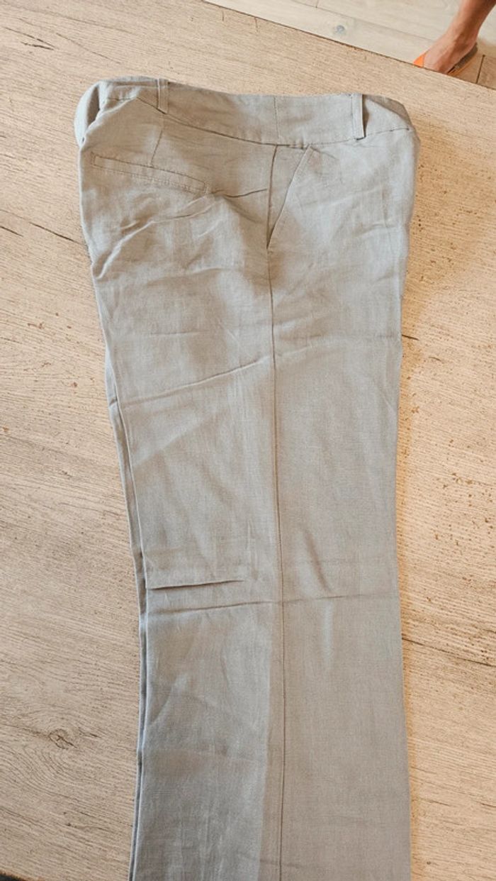 Pantalon gris léger en lin et viscose, jambes larges, Kiabi, 42, neuf - photo numéro 8