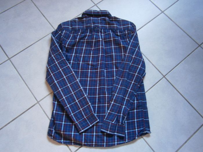 Chemise à carreaux bleu marine JULES Taille M - photo numéro 8