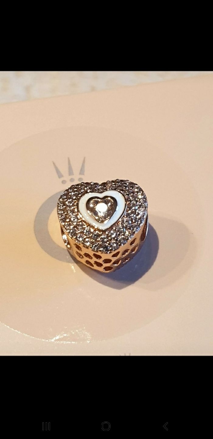 Charm Pandora  "Coeur Pavé Rose Scintillant" - photo numéro 5