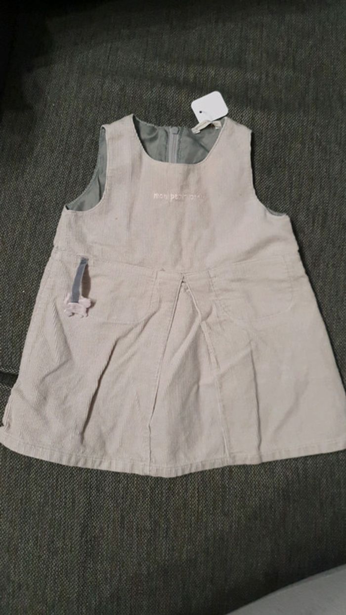 Robe sans manches velours grain de blé 6 mois