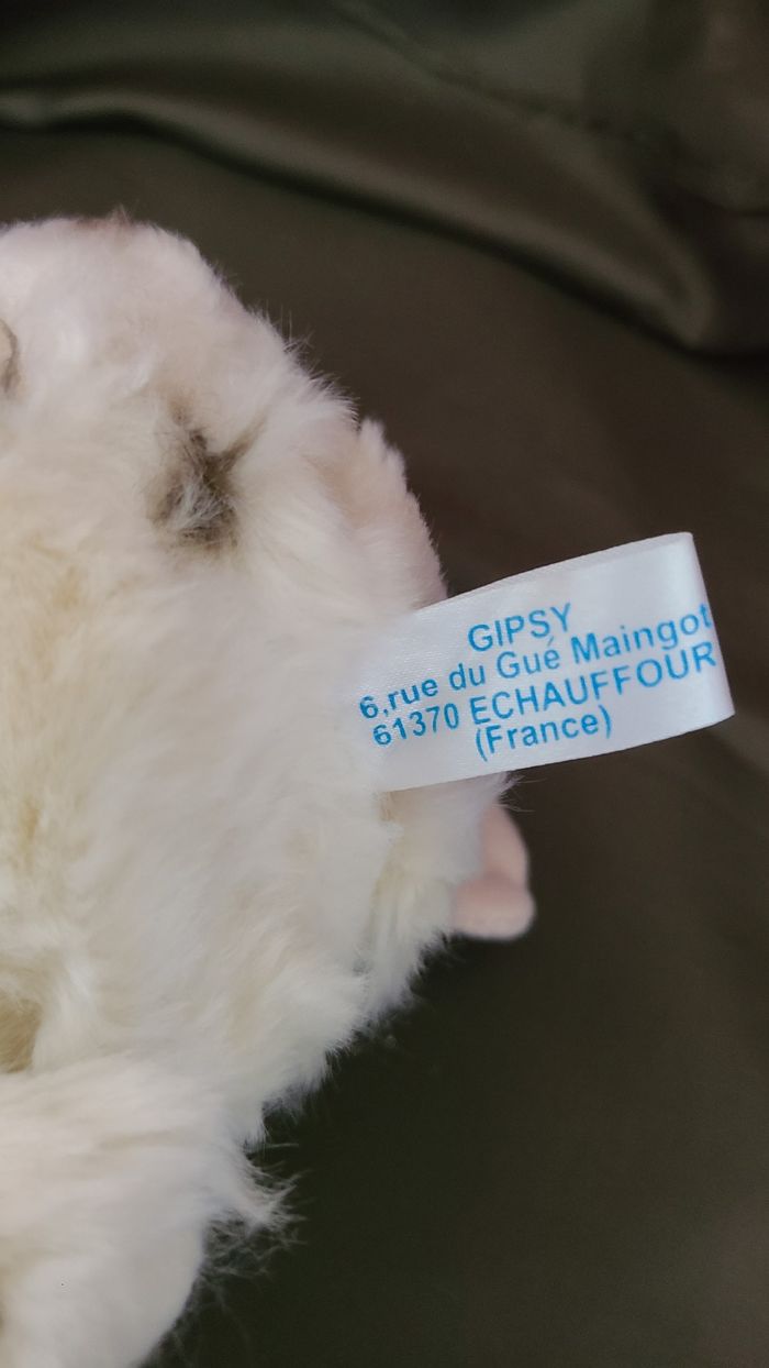 Peluche doudou hibou chouette beige blanc taches noires 17 cm Gipsy - photo numéro 2