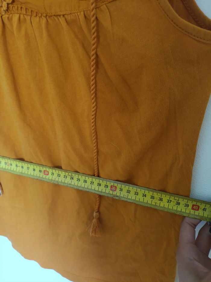 Débardeur orange brodé à pompons – Promod – Taille XS - photo numéro 2