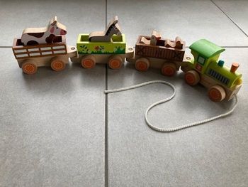 Train en bois Janod avec animaux