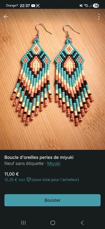 Boucles d'oreilles perles de miyuki