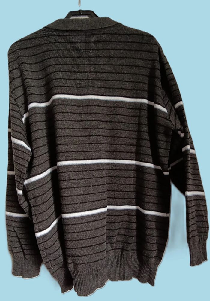 Pull gris à rayures homme. Sorenzo. Taille M. - photo numéro 3