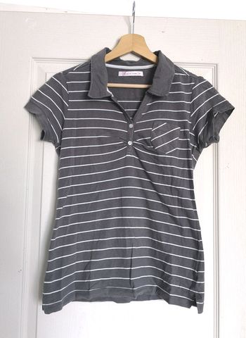 Tee shirt rayé gris et blanc, marque Gémo, taille M