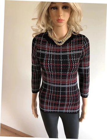 Pull imprimé noir blanc et rouge Morgan taille S jamais porté (léger défaut)