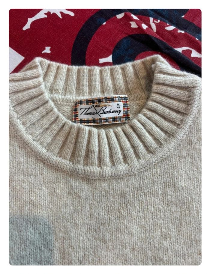 Pull Thomas Burberry xs beige motif brodé - photo numéro 2