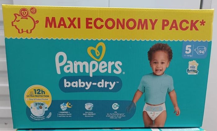 1 Carton de 94 couches Pampers baby-dry Taille 5 - MaxiEcopack
