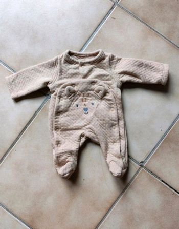 Pyjama bébé mixte en velours beige - motif animal 
🐻
