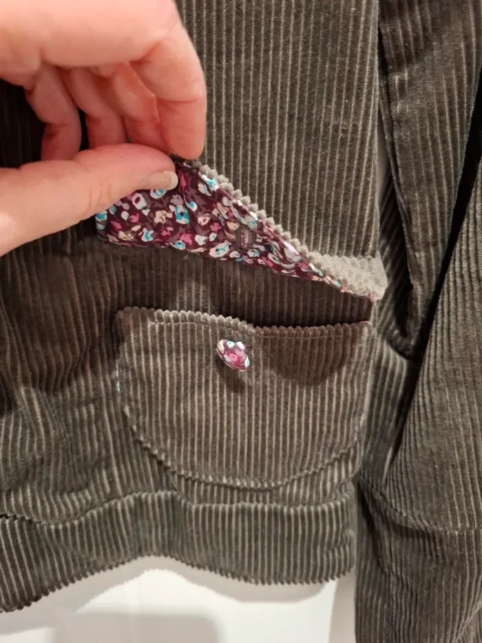 Veste de créateur gris foncé/ tissu fleuri - 36 - photo numéro 5
