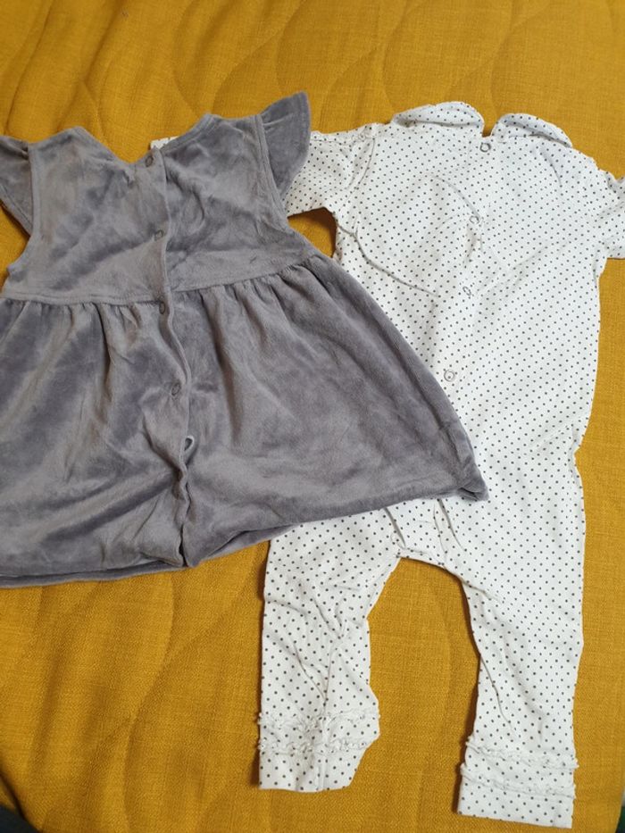 Ensemble tenue robe grise bébé fille 9 mois - photo numéro 2