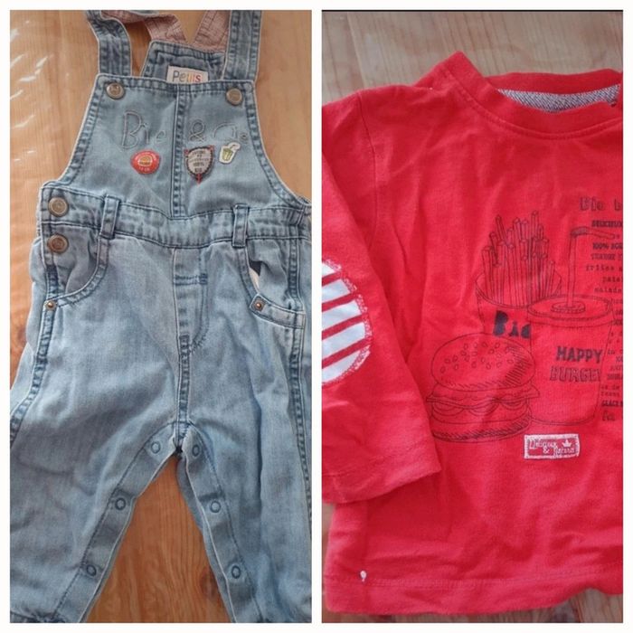 Salopette + T-shirt Burger 12 mois
