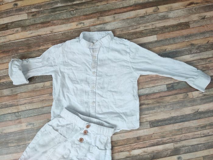 Ensemble cérémonie coton lin blanc garçon 3 ans Zara - photo numéro 2