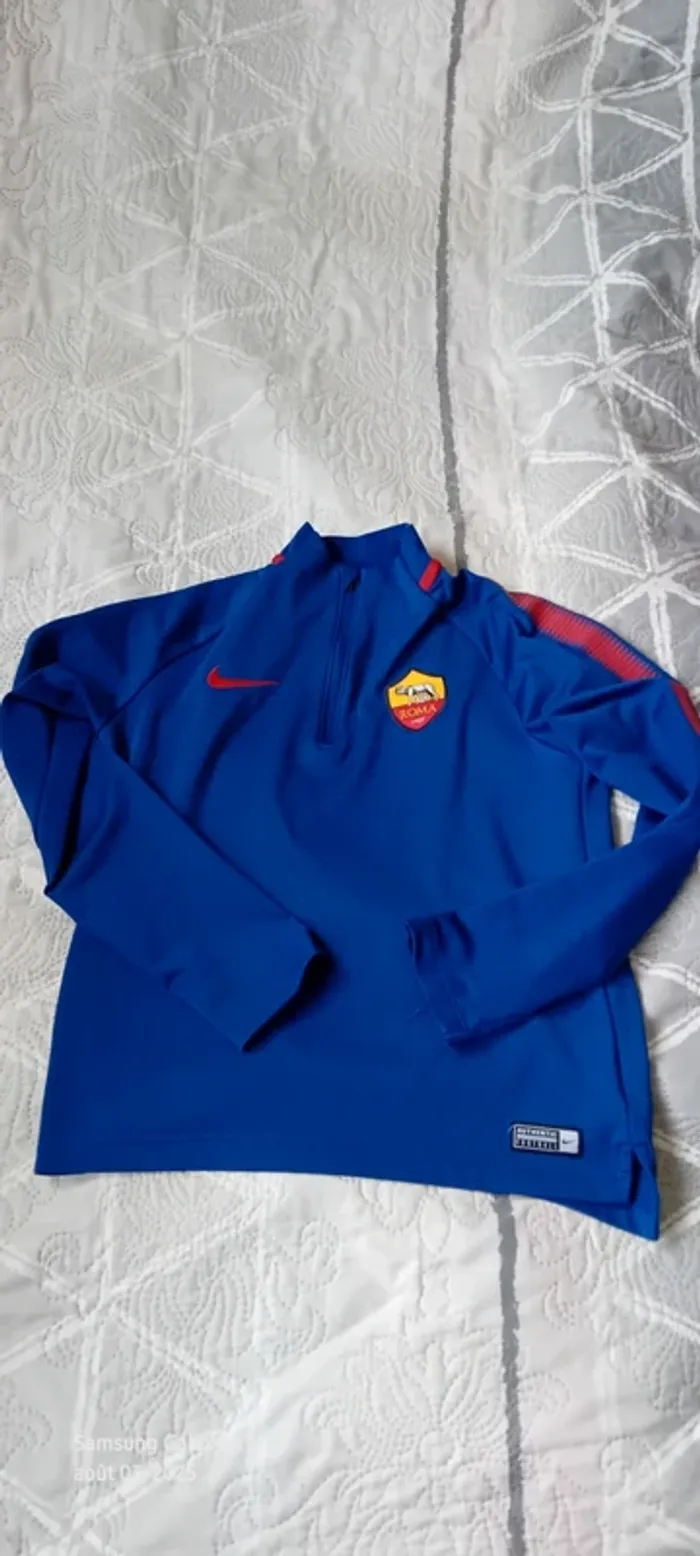 Sweat col zippé manches longues football As Roma nike bleu garçon 10/12 ans nike - photo numéro 5