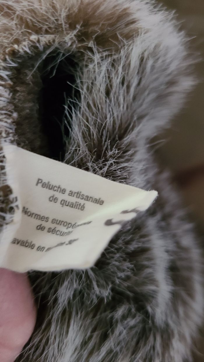 Doudou marionnette marmotte ATELIER FRANCE PELUCHES gris poils longs - photo numéro 3