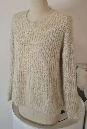 Pull Maille Douce Mayjo Beige Crème – Coupe Oversize – Dos Boutonné – Excellent État