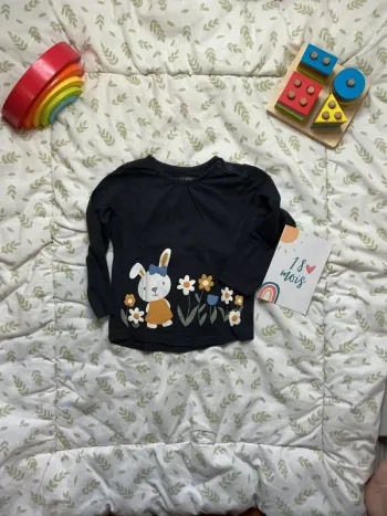 teeshirt manches longues marine dessin devant 18 mois FPC