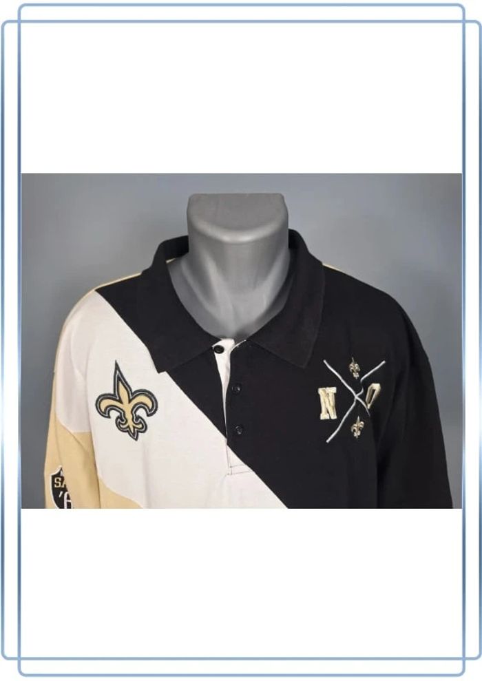 Polo NFL New Orleans Saints officiel 2XL vintage noir beige (540) - photo numéro 2