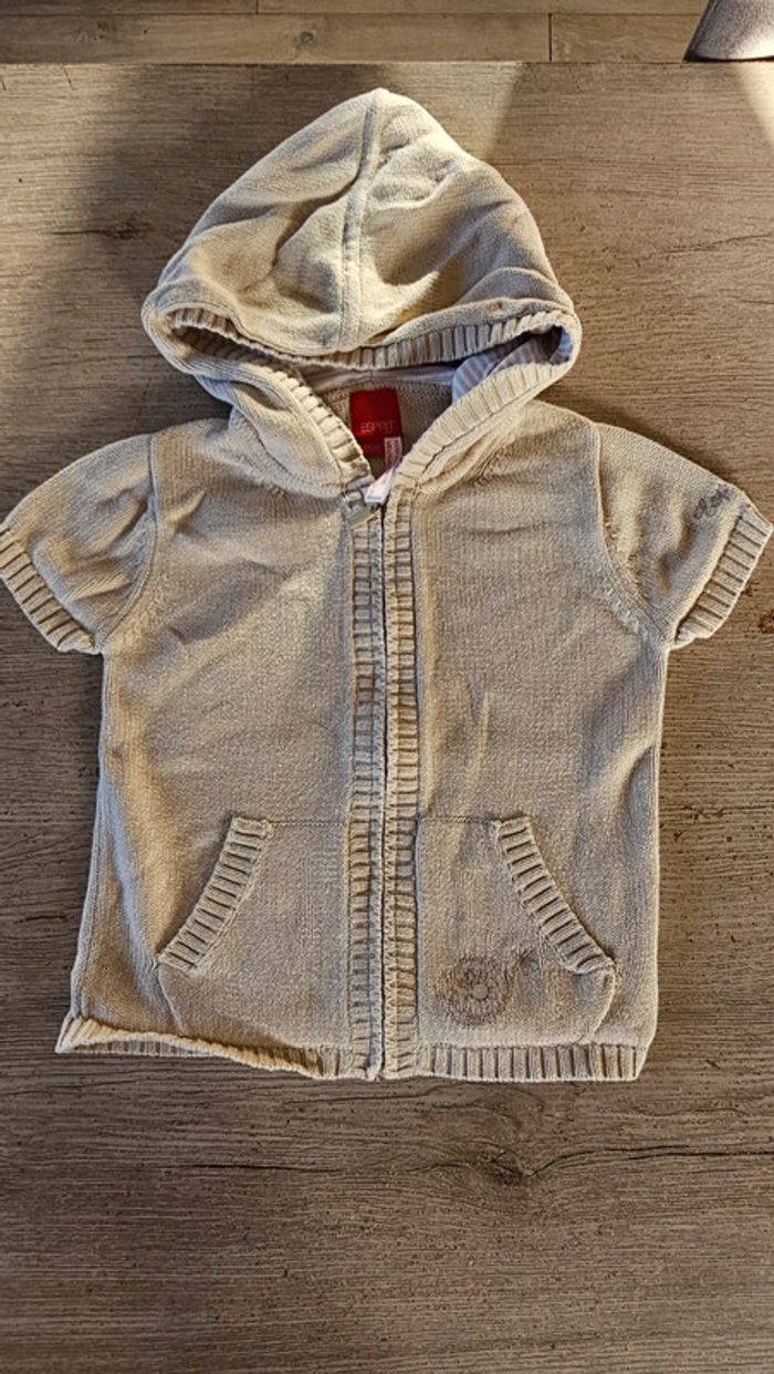 Gilet à capuche, beige à manches courtes, Esprit, 4/5 ans, nickel - photo numéro 2