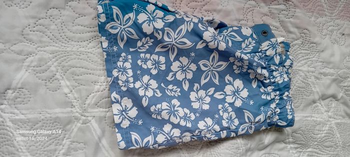 Short de bain motif hawaïen bleu garçon 10 ans kihawo - photo numéro 8