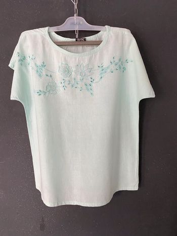 Blouse vert d’eau brodée