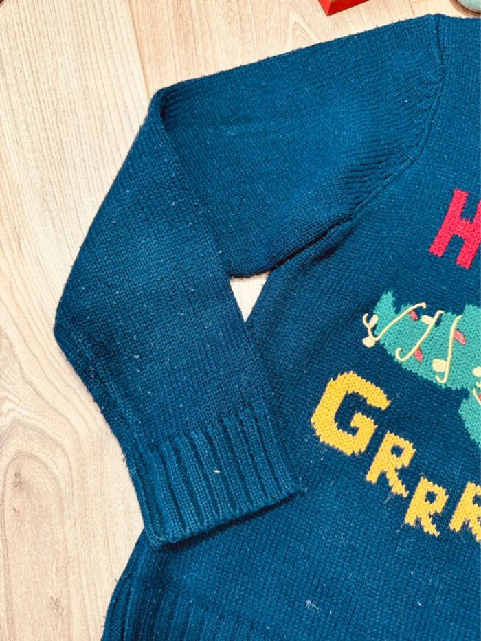 Taille 8 ans pull et teeshirt Noël garçon Inextenso Gemo bleu gris * dinosaures * 🎄 - photo numéro 3