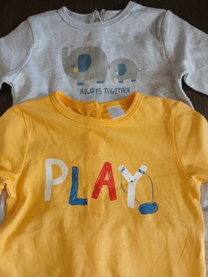 Lot de deux pyjamas garçon tex baby en coton 6 mois - photo numéro 3