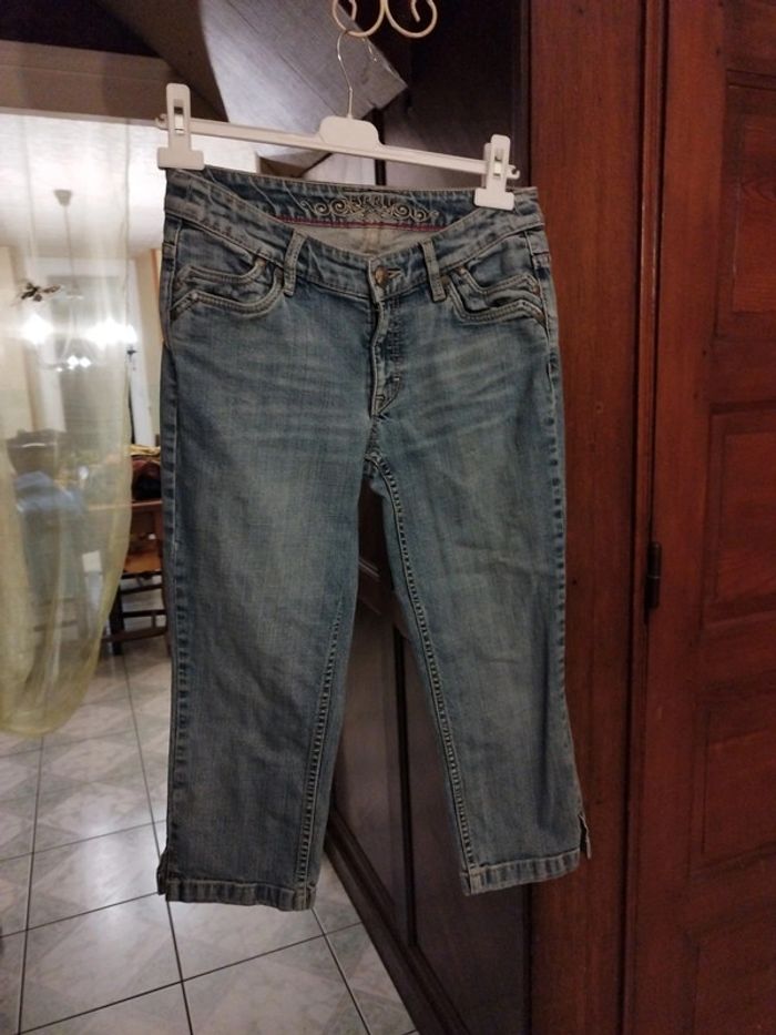 Pantacourt bleu denim vintage y2k M/38 coton