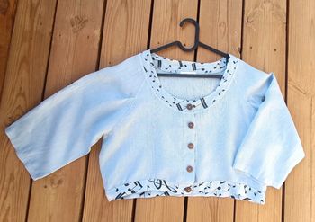 Haut court bleu ciel "Made in Italy" - lin - taille L/XL