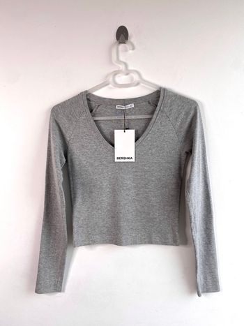 Top manches longues gris Bershka 