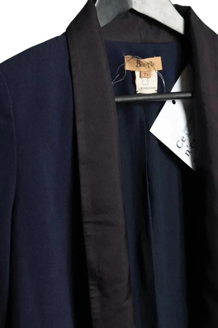 Veste blazer bleu marine Bel Air – Taille S – Pièce unique upcyclée par Tilli - photo numéro 5