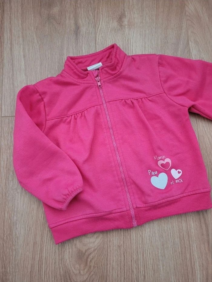 Veste de sport zippée rose fille 18 mois