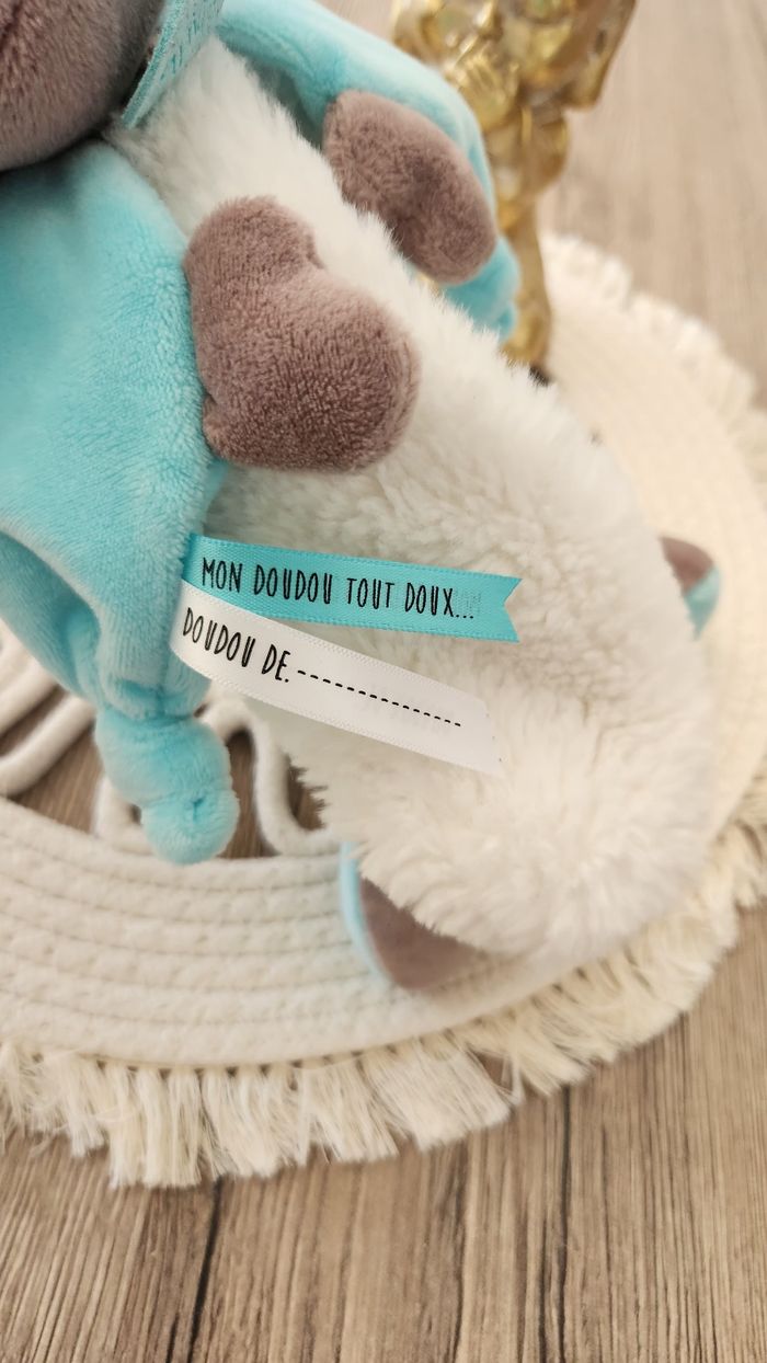 Doudou Hippopotame Baby Nat Turquoise Blanc Gris - photo numéro 10