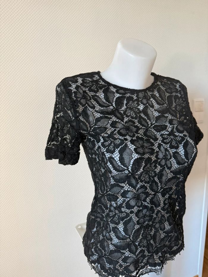 T- shirt en dentelle Sandro neuf sans étiquette noir taille 2 - photo numéro 2