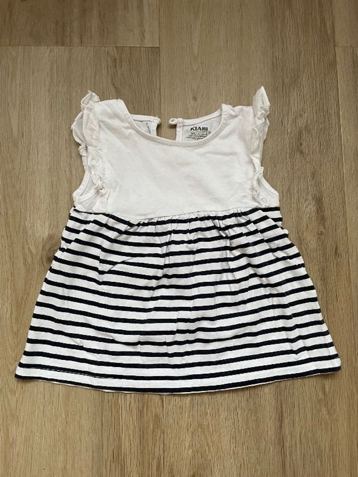 Débardeur Kiabi rayé blanc et bleu marine 12 mois