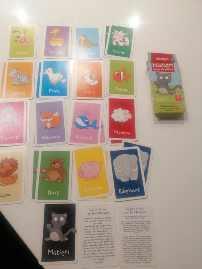 Jeu mistigri et jeu de paires