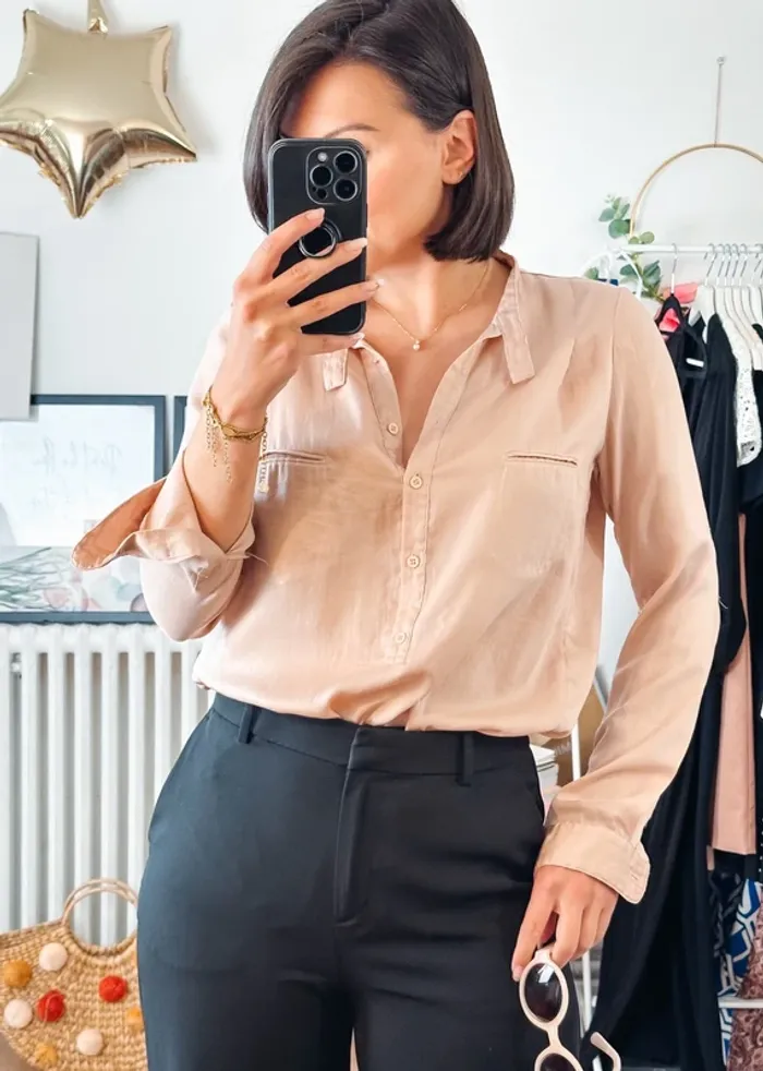Blouse The Kooples rose pâle satinée T36