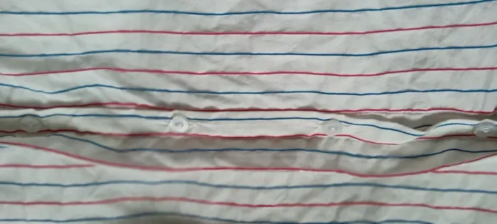 Chemise longue manches longues avec rayures bleu blanc rouge blanche femme 44 phildar - photo numéro 17