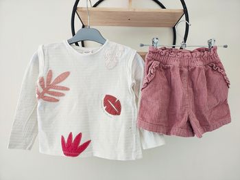 5 ans ensemble teeshirt côtelé tape a l'oeil et jupe côtelée sergent major