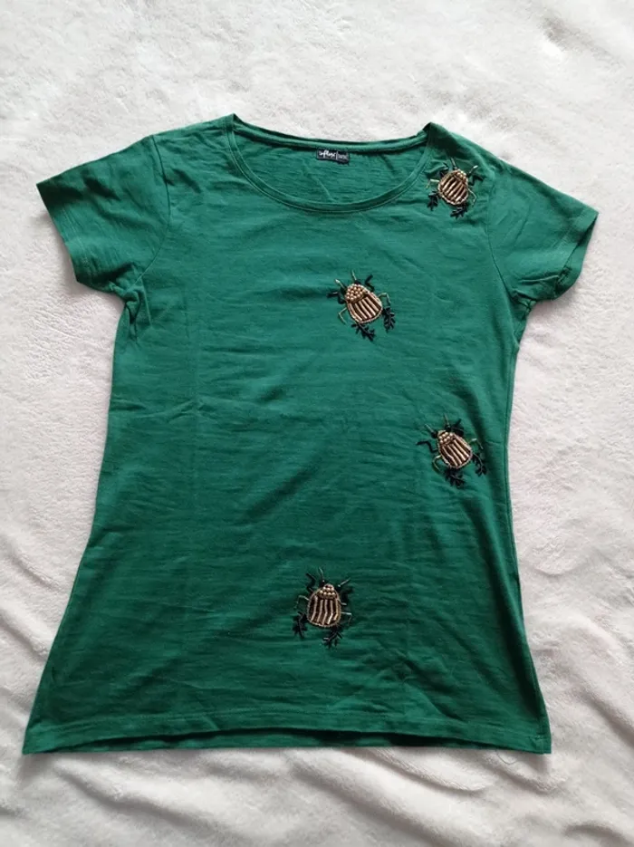 T-shirt verte et doré 3436 - photo numéro 2