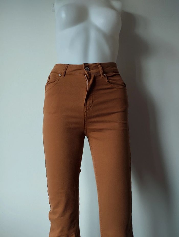 Jean XS taille haute et bas évasé Cache Cache marron clair - photo numéro 2