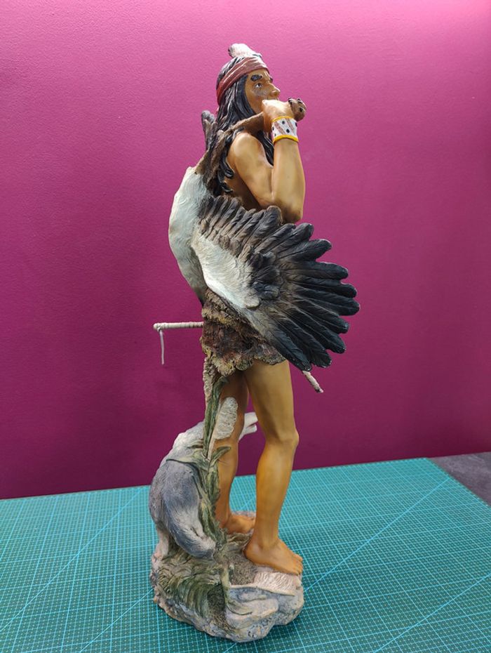 Native American Indien Figurine avec loup 62 cm - photo numéro 5