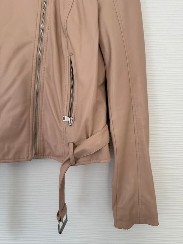 Veste perfecto similicuir rose poudré - photo numéro 4