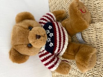 Ours en peluche Americana Aurora USA, pull patriotique brodé